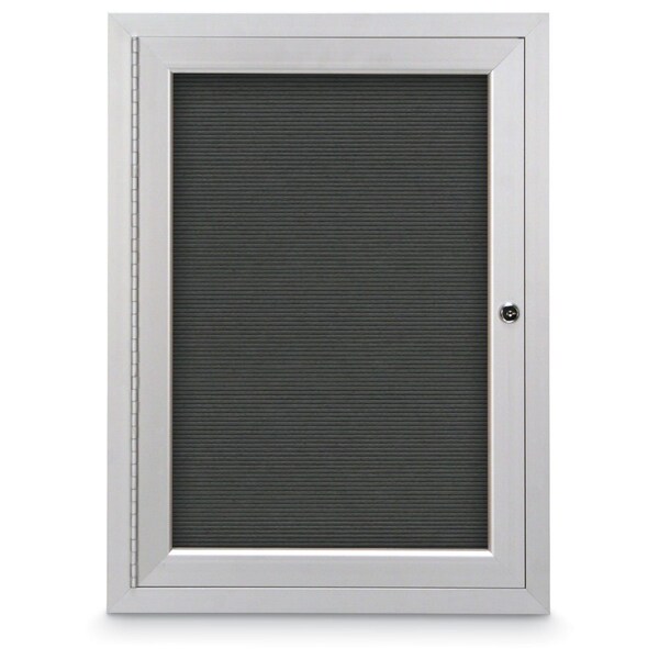 24"x36" 1-Door Enclosed Outdoor Letterboard, Header, Grey Felt/Satin